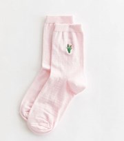 New Look Pink Embroidered Cactus Socks